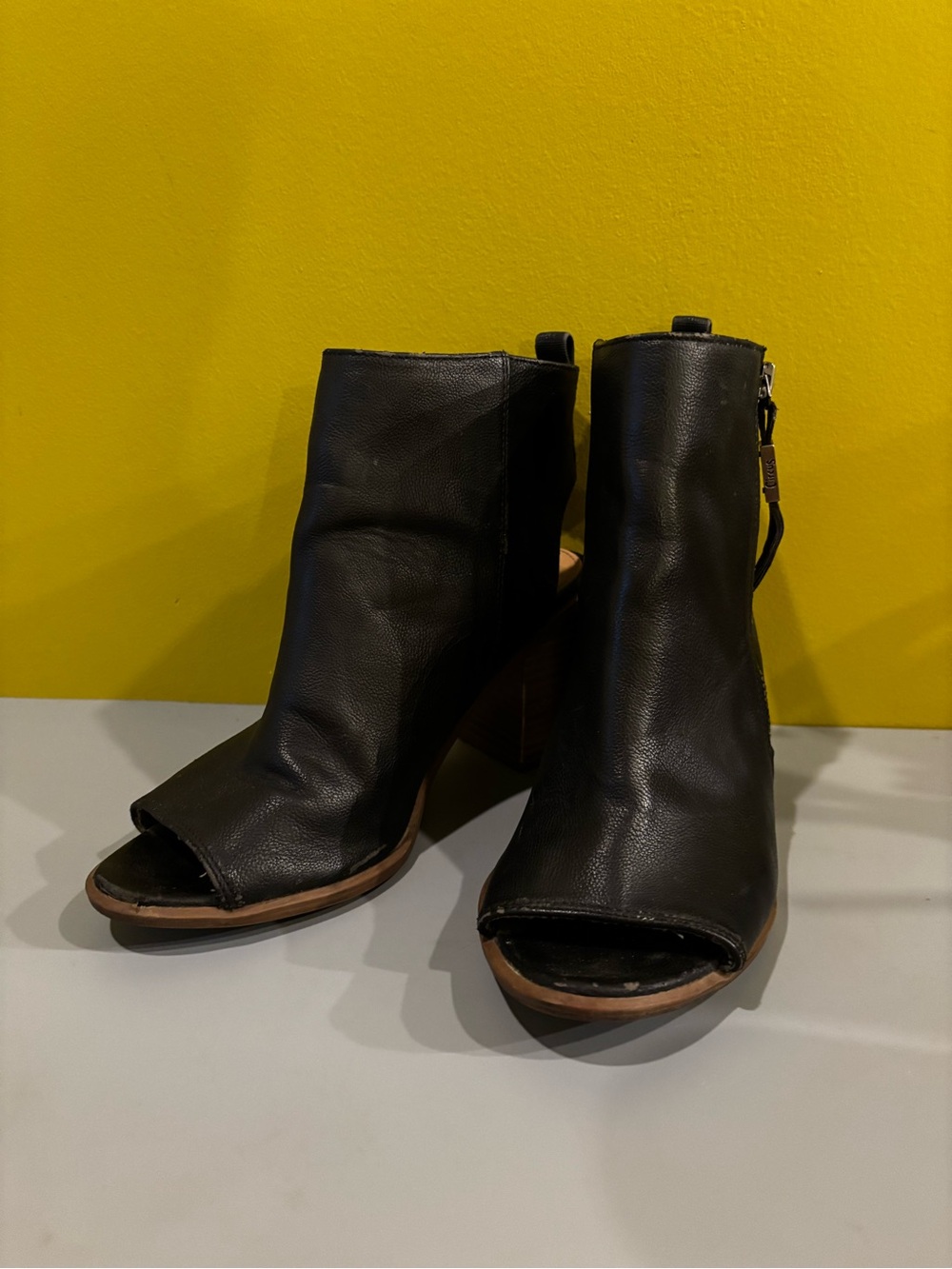 Circus by Sam Edelman Black Peep-Toe Ankle Booties